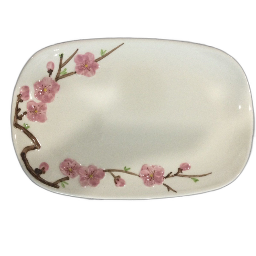 Vintage Metlox Pottery Poppytrail Peach Blossom Serving Dish 9in x 6in